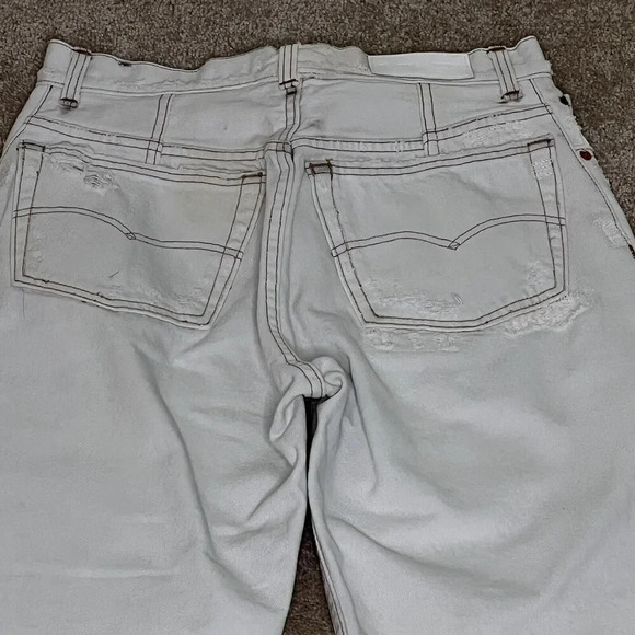 Re/Done Levi’s Womens High Rise Loose Fit Button Fly Jeans White  Cotton Size 25 - Picture 9 of 10